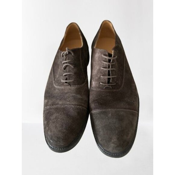 VERO CUOIO Made In Italy Brown Suede Cap Toed OXFORDS Lace-up Shoes Size 45 - Picture 2 of 6